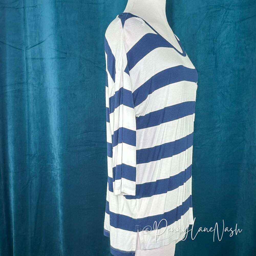 Banana Republic Striped Relaxed Pocket Tee XS Navy/White - Picture 3 of 10